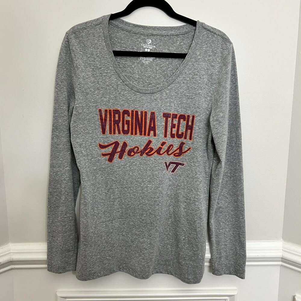 Colosseum Virginia Tech Holies Long Sleeve Scoop Neck Tee Grey Size XL
